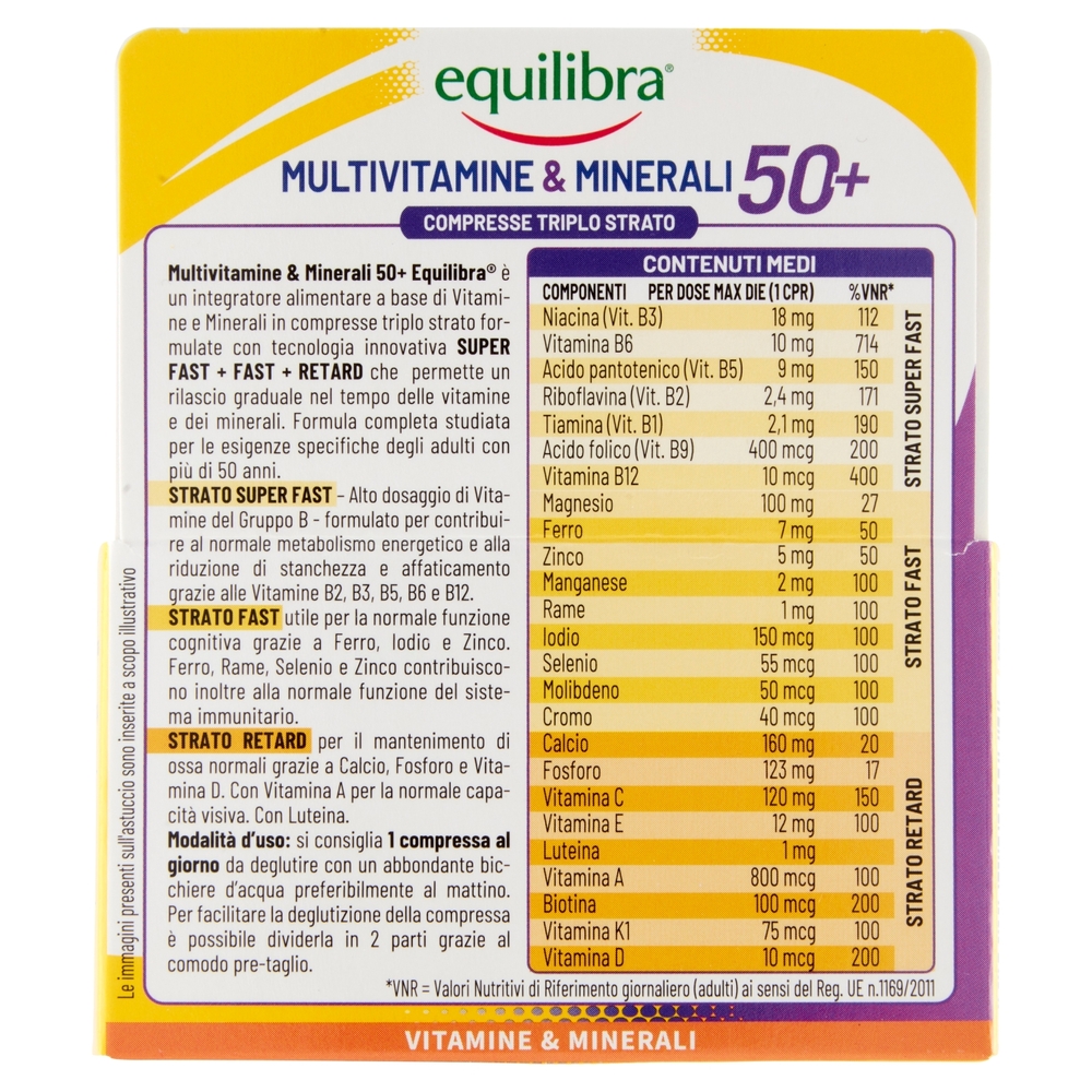 equilibra Multivitamine & Minerali 50+ Compresse Triplo Strato 30 x 1,4 g