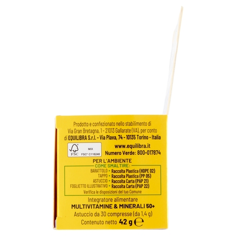 equilibra Multivitamine & Minerali 50+ Compresse Triplo Strato 30 x 1,4 g