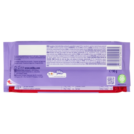 Milka Lotus Biscoff, tavoletta di cioccolato al latte 100% Alpino - 90g