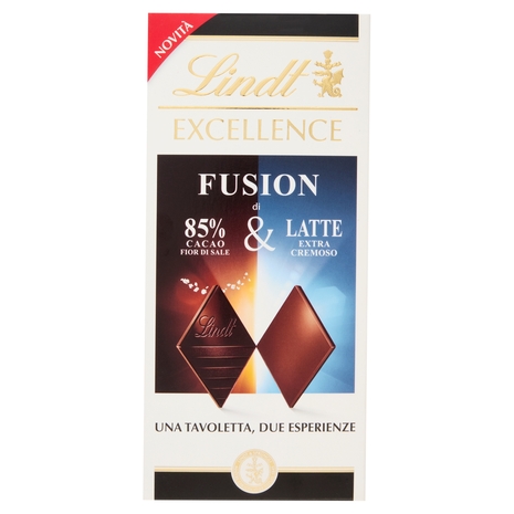 Lindt Excellence Fusion Tav 2 strati cioccolato fondente 85% fior di sale e cioccolato al latte 100g