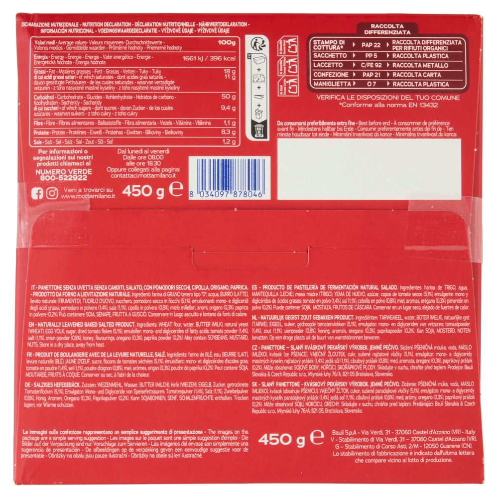Motta Panettone Salato Ricetta all'Arrabbiata 450 g