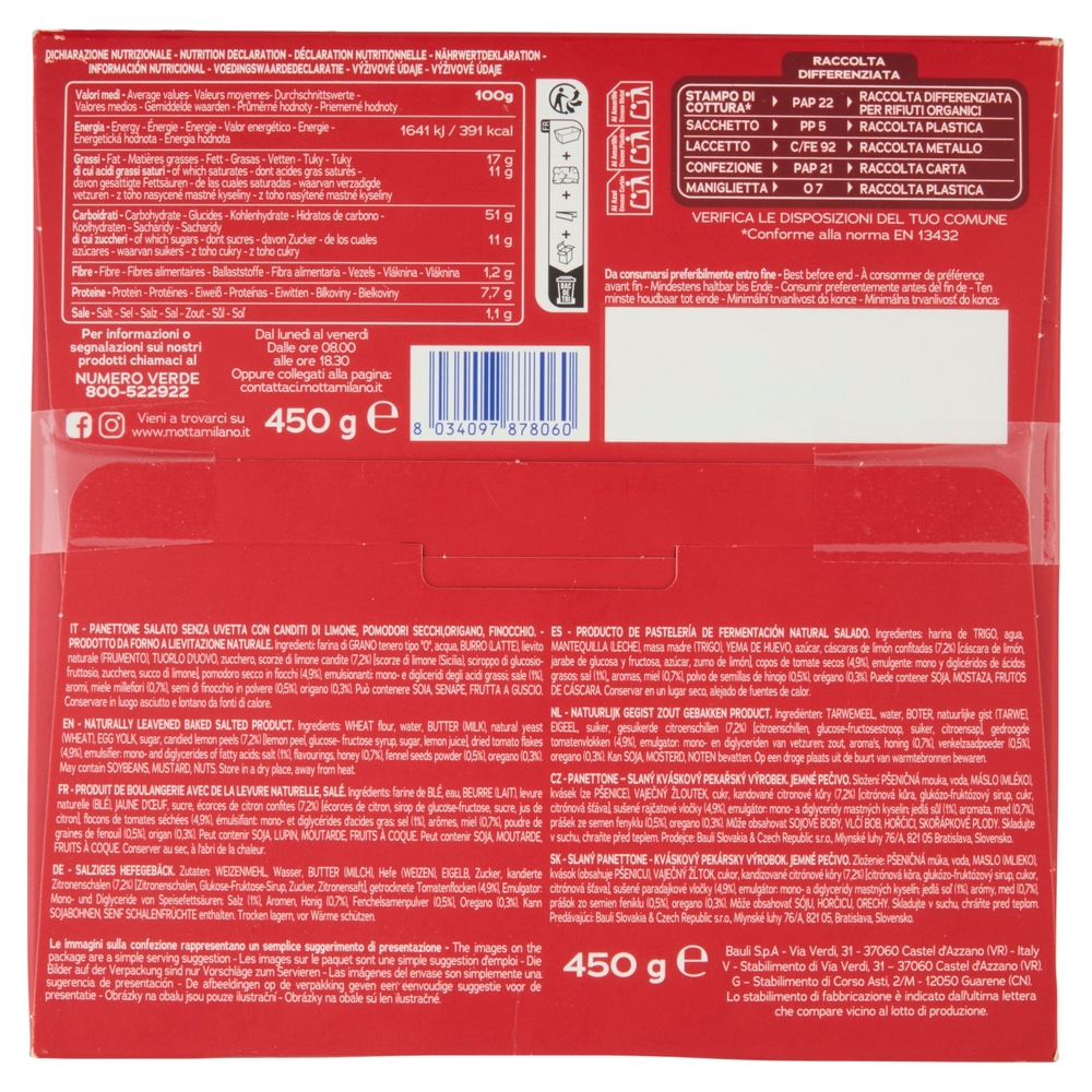 Motta Panettone Salato Ricetta alla Mediterranea 450 g