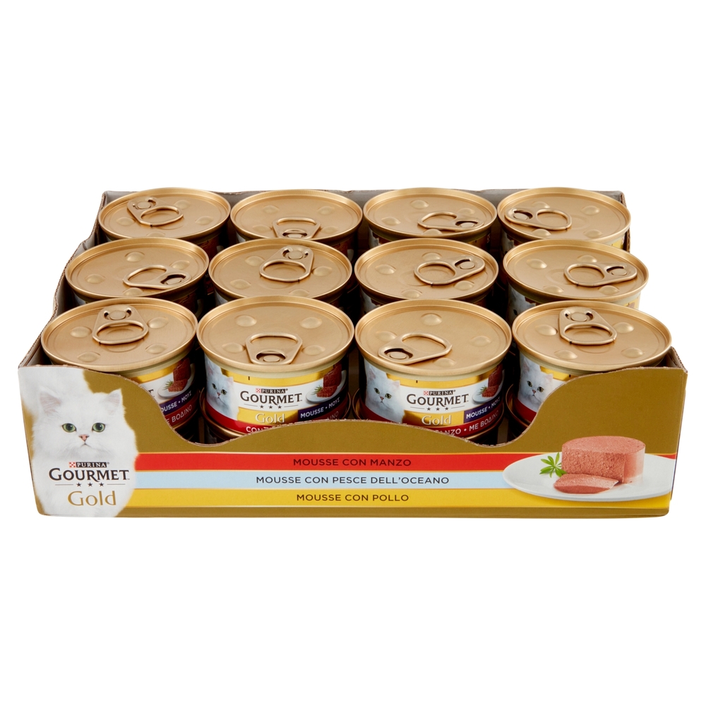 PURINA GOURMET Gold Mousse con Manzo / Pesce dell'Oceano / Pollo 24 x 85 g