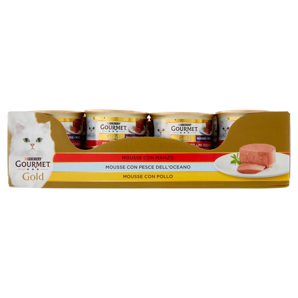 PURINA GOURMET Gold Mousse con Manzo / Pesce dell'Oceano / Pollo 24 x 85 g