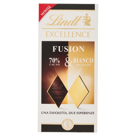 Lindt Excellence Fusion Tavoletta 2 strati cioccolato fondente 70% e bianco 100 g