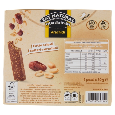 Eat Natural Fetta alla Frutta Arachidi 4 x 30 g