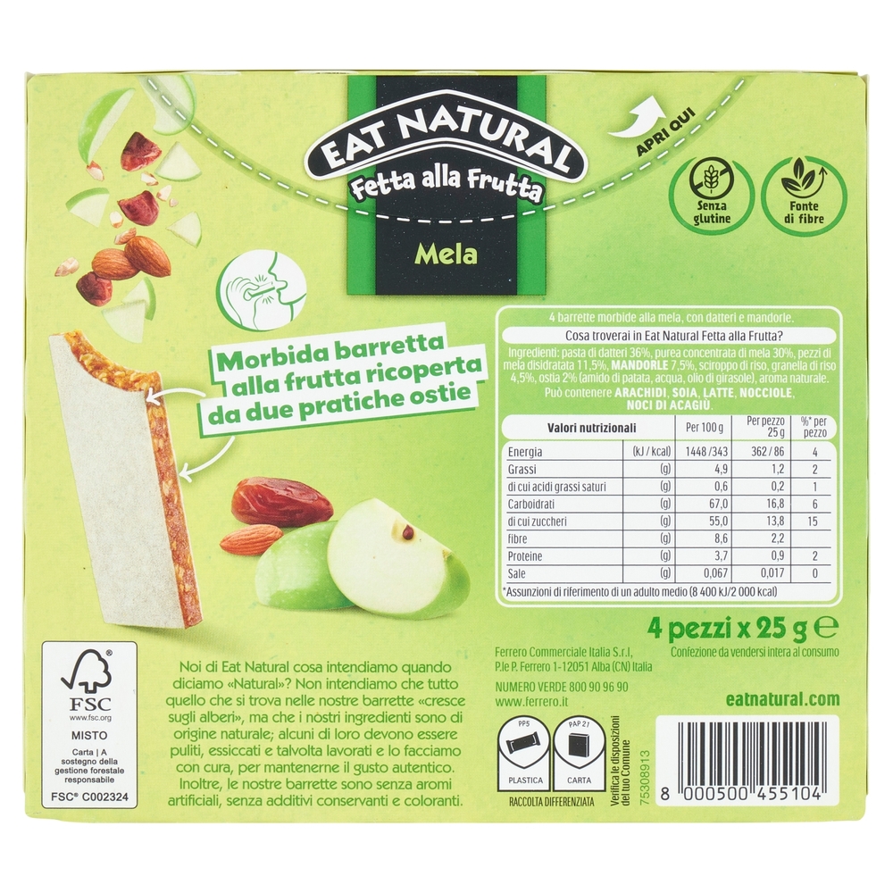 Eat Natural Fetta alla Frutta Mela 4 x 25 g