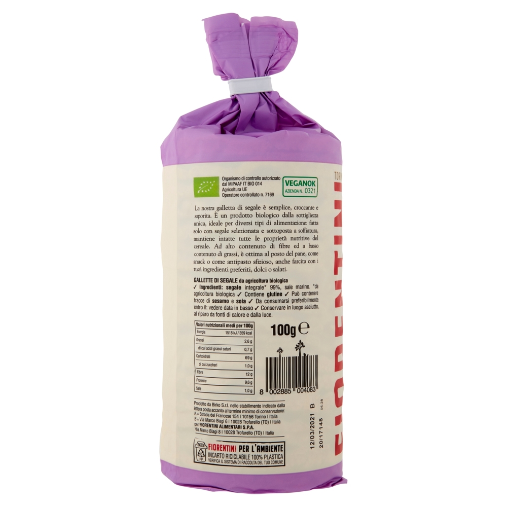 Fiorentini le Originali Gallette Bio di Segale 100 g
