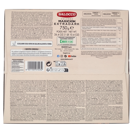 Balocco Colomba Maxiciok Extradark 750 g