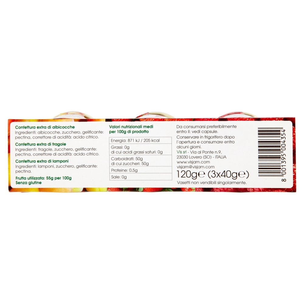 Confettura Extra Albicocche, Fragole, Lamponi, 120 g