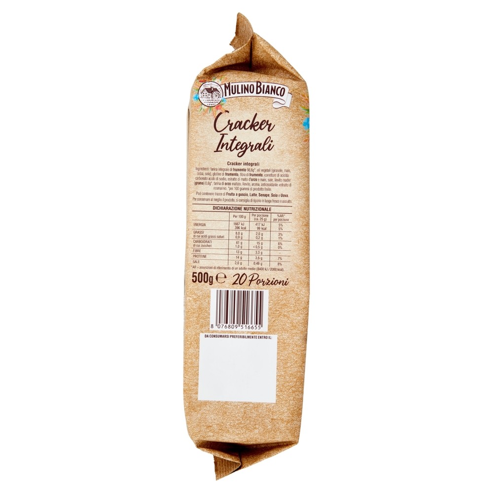 Cracker Integrali Ricchi di Fibre, 500 g