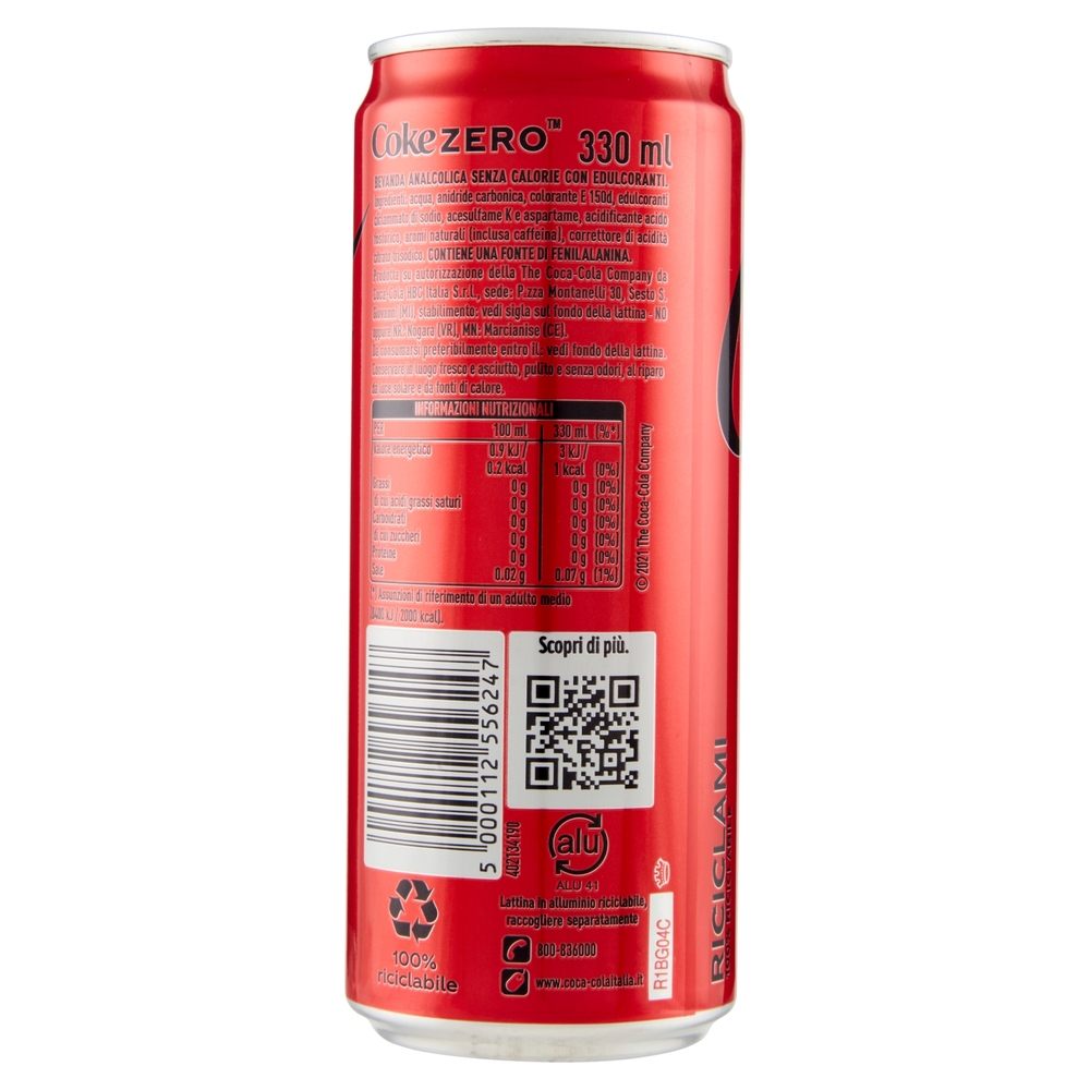 Coca Cola Zero Lattina, 33 cl