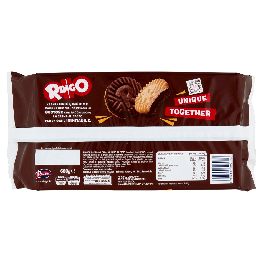 Ringo Cacao, 12 Pacchi da 6 Biscotti, 660 g