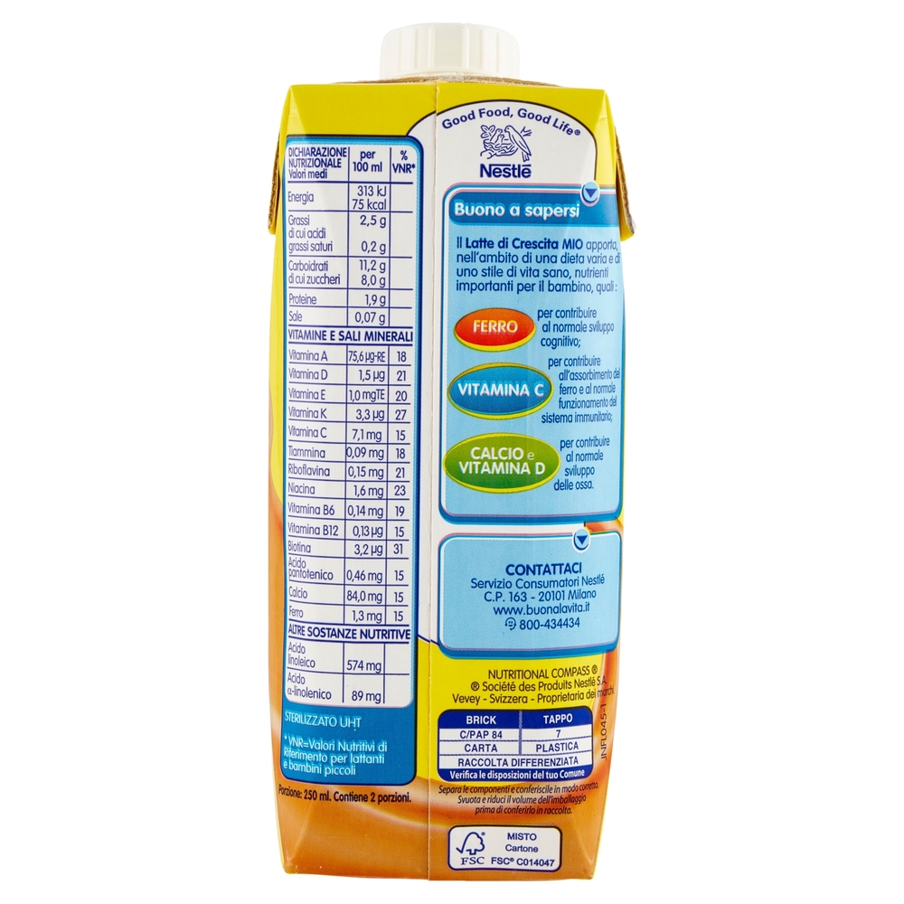 NESTLÉ MIO Latte di Crescita Biscotto da 1 anno brick 500 ml