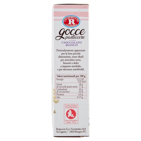 Mariarosa Gocce pasticcere Cioccolato Bianco 125 g