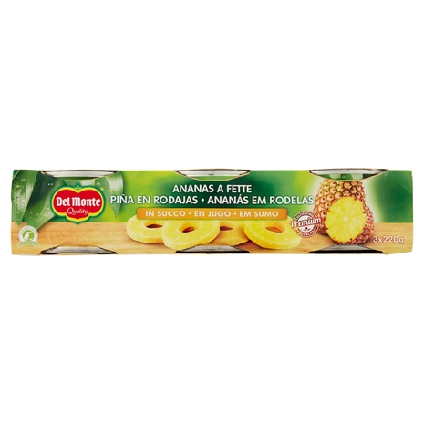 Del Monte Ananas a Fette in Succo 3 x 220 g