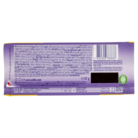 Milka Tuc Sandwich, tavoletta di cioccolato al latte 100% Alpino con Tuc Cracker - 87g