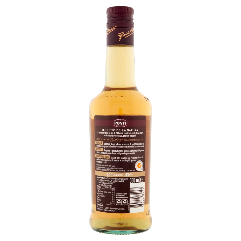 Ponti Aceto di Vino da Pinot Grigio dell'Oltrepò Pavese D.O.C. 500 ml