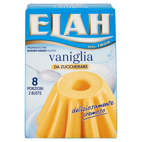 Elah Preparato per Budino Denso Gusto vaniglia da Zuccherare 2 x 44 g