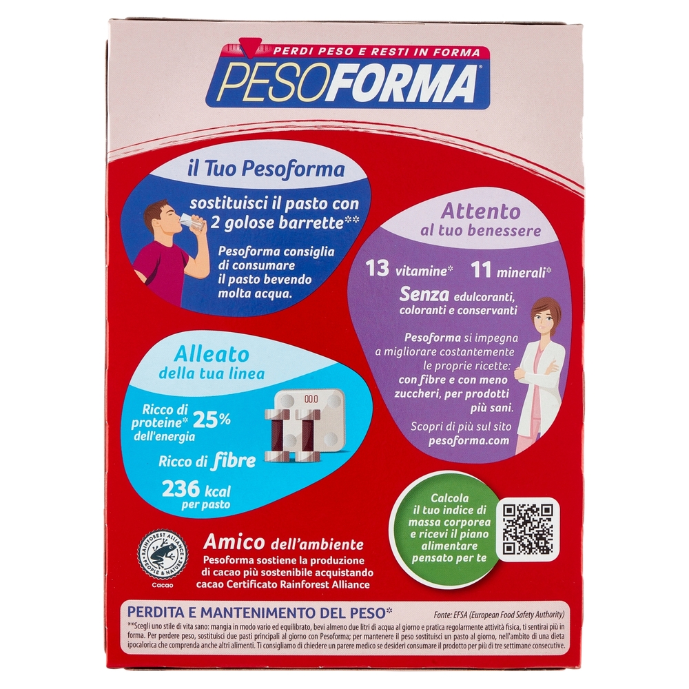 Pesoforma Fondente Amabile, sostitutivo del pasto ricco di fibre, 236kcal per pasto, 12 x 31 g