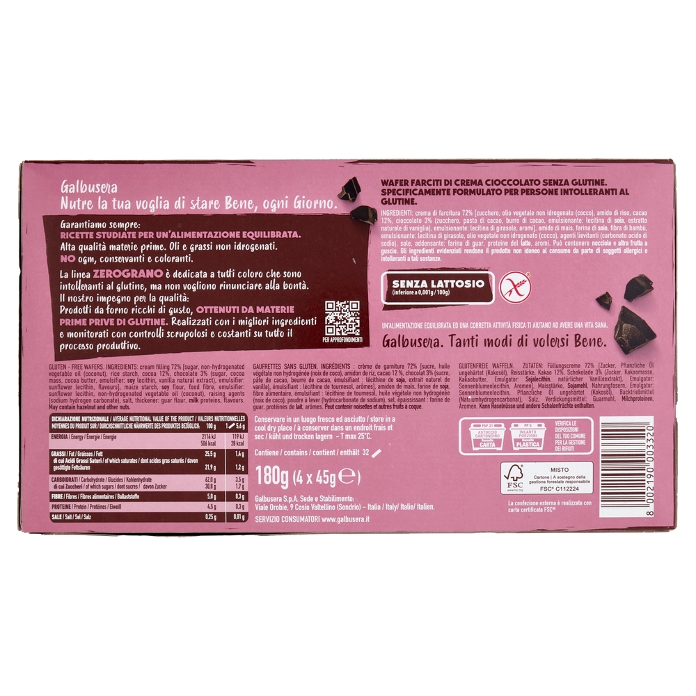 Galbusera ZeroGrano con Cioccolato 4 x 45 g