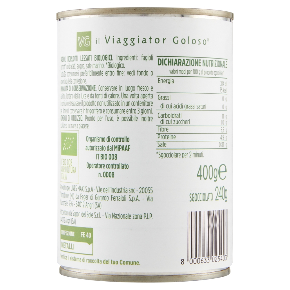 Fagioli Borlotti BIO Il Viaggiator Goloso