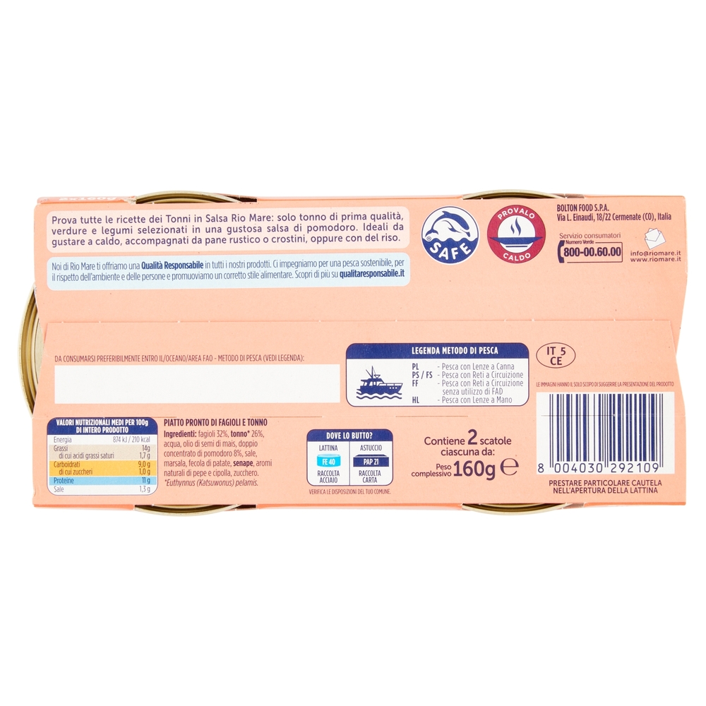 Rio mare Tonno in salsa con Fagioli 2 x 160 g