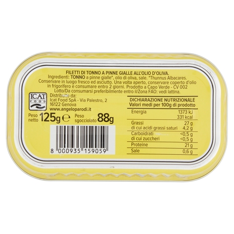 Angelo Parodi Filetti di Tonno in Olio d'Oliva 125 g