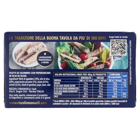 Rizzoli Filetti di Sgombro ricetta piccante 90 g