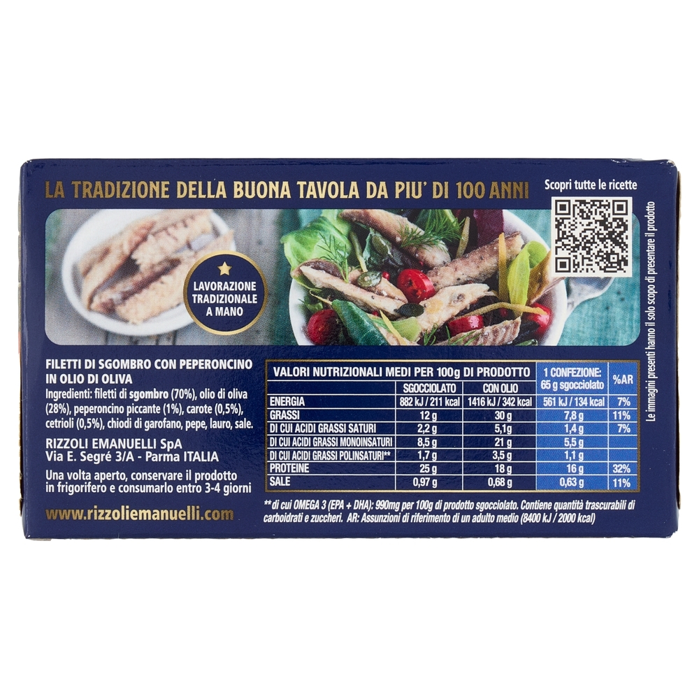 Rizzoli Filetti di Sgombro ricetta piccante 90 g