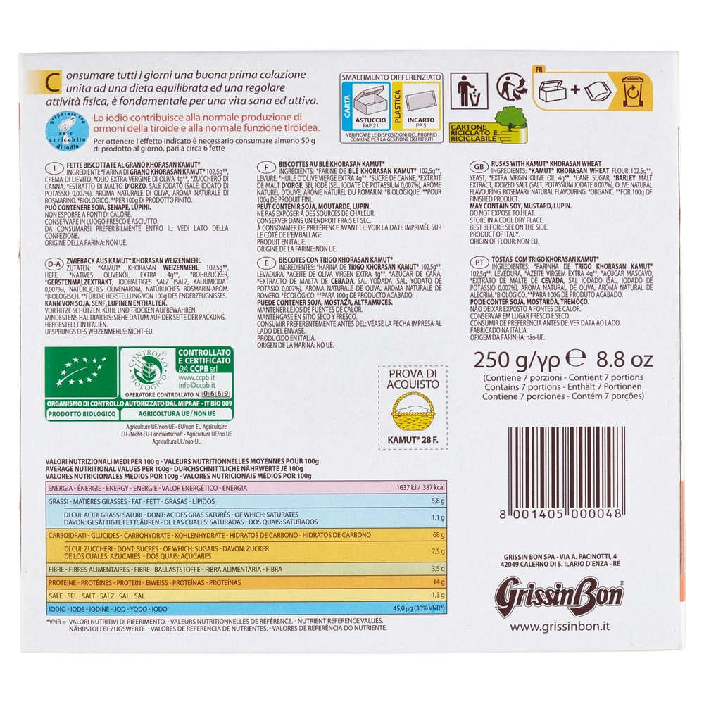 GrissinBon leFrescheBiscottate Kamut Bio 250 g