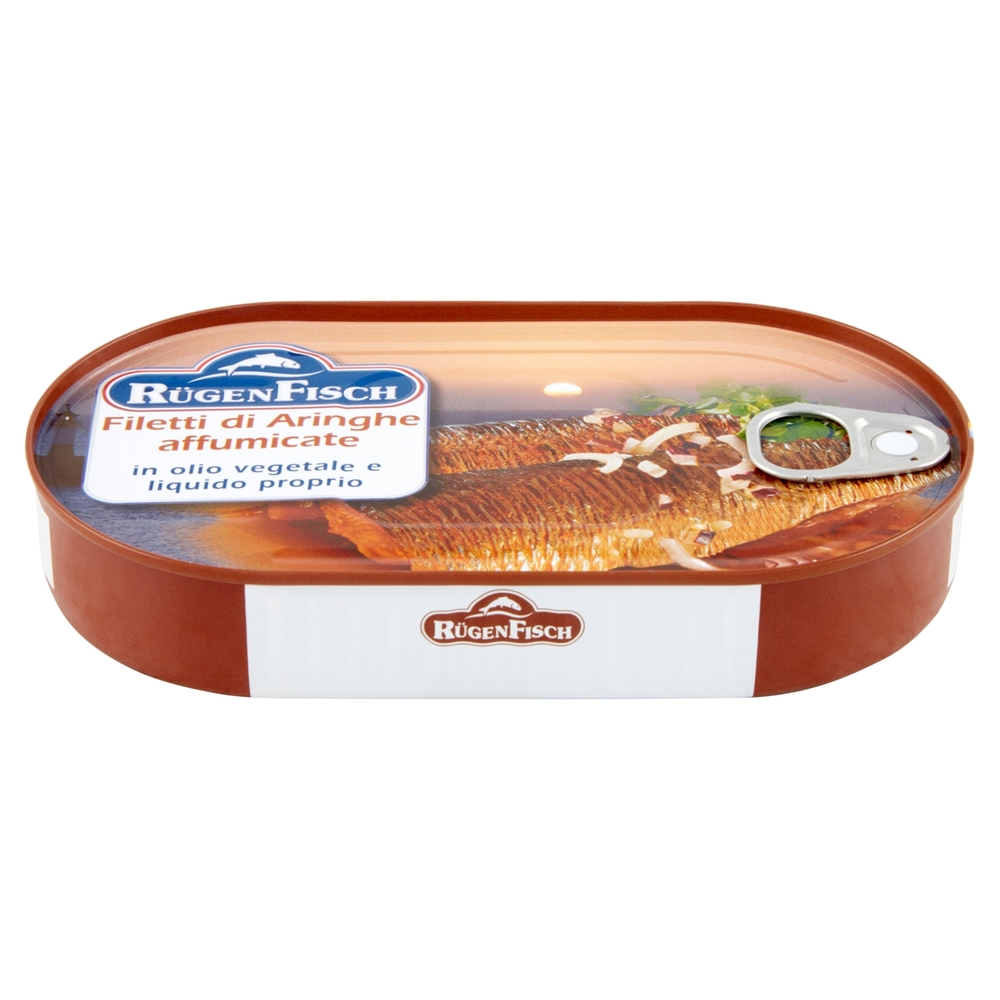RügenFisch Filetti di Aringhe affumicate in olio vegetale e liquido proprio 200 g