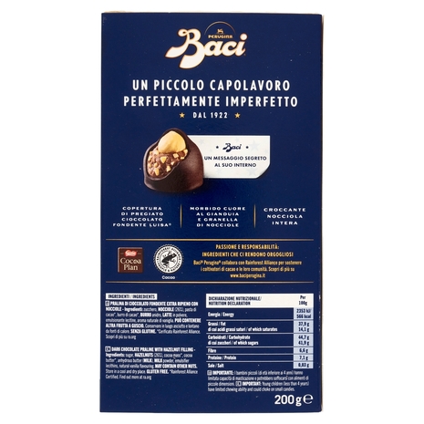 BACI PERUGINA Classico Cioccolatini ripieni al gianduia e nocciola intera Scatola 200 g