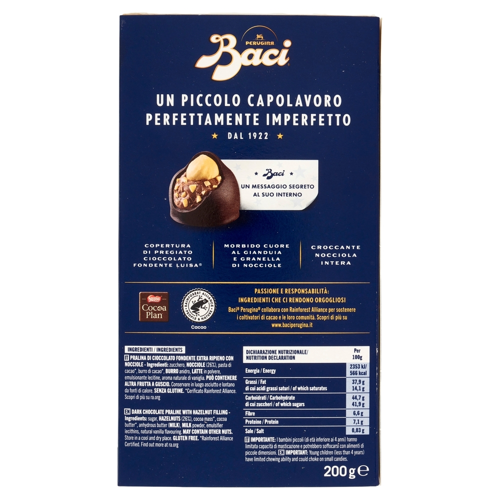 BACI PERUGINA Classico Cioccolatini ripieni al gianduia e nocciola intera Scatola 200 g