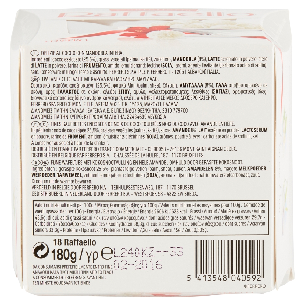 Raffaello 18 pezzi 180 g