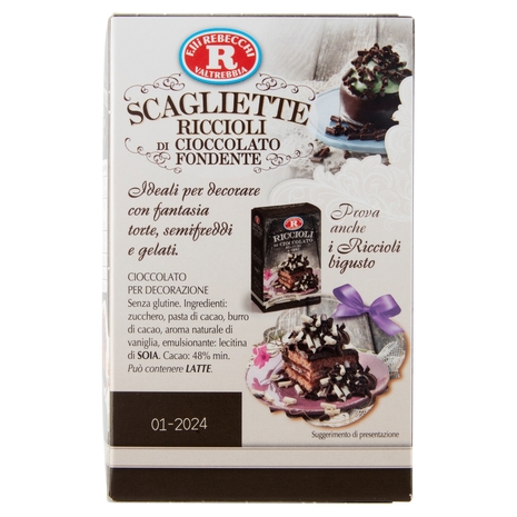 F.lli Rebecchi Valtrebbia Pasticceria Creativa Scagliette Riccioli di Cioccolato Fondente 50 g