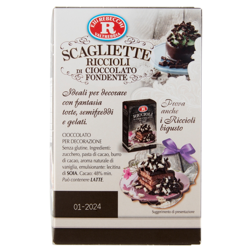 F.lli Rebecchi Valtrebbia Pasticceria Creativa Scagliette Riccioli di Cioccolato Fondente 50 g