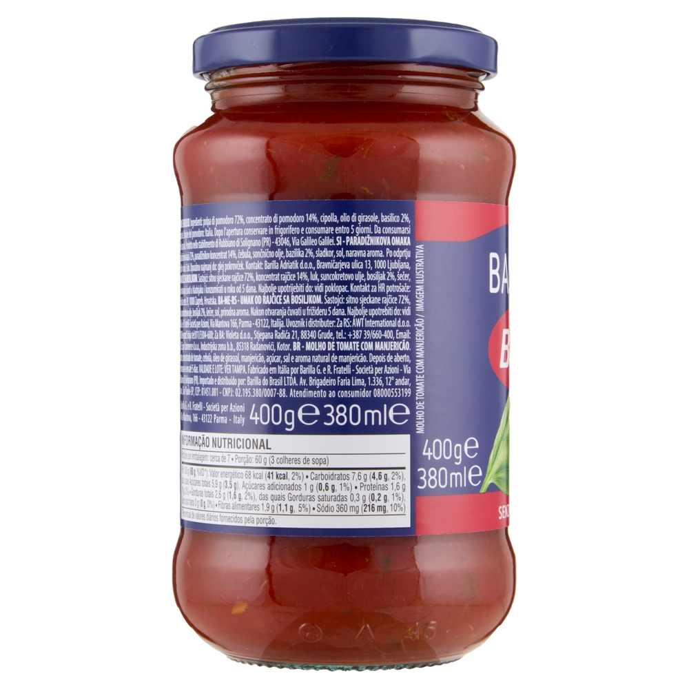 Barilla Sugo al Pomodoro e Basilico 100% italiani Condimento per Pasta 400 g