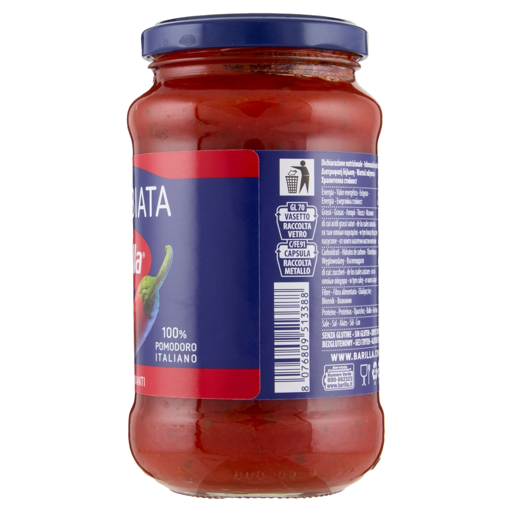 Barilla Sugo Arrabbiata 100% Pomodoro e Peperoncino italiani Condimento per Pasta 400 g