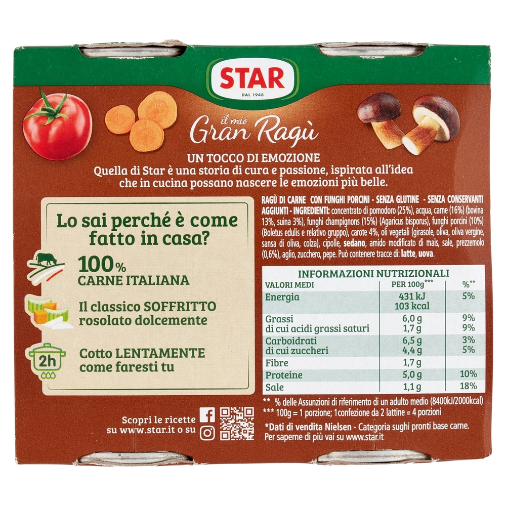 Star il mio Gran Ragù con Funghi Porcini 2 x 180 g