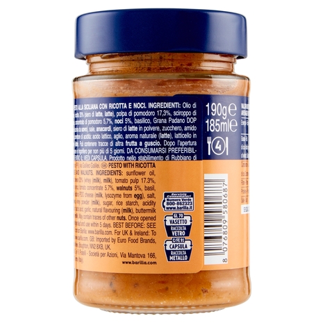 Barilla Pesto Ricotta e Noci Condimento e Sugo per Pasta 190 g