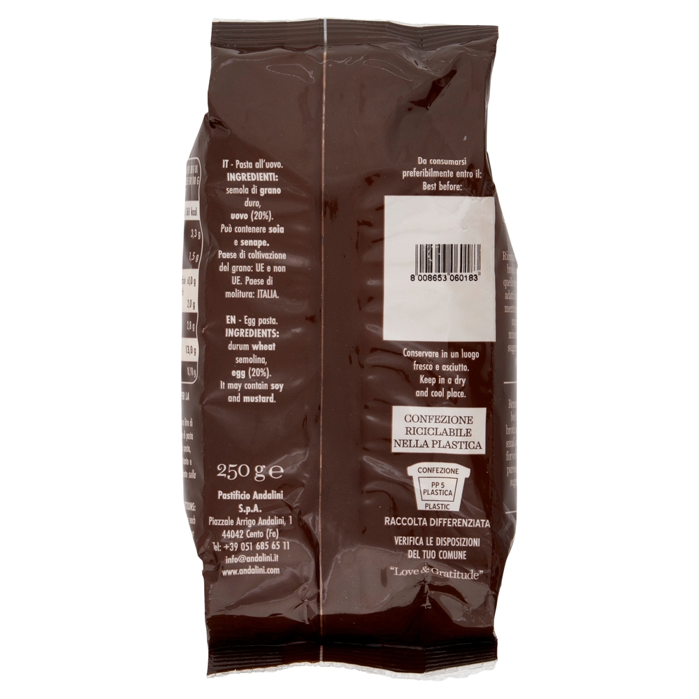 Andalini Antica Tradizione Pasta all'uovo Quadretti 250 g