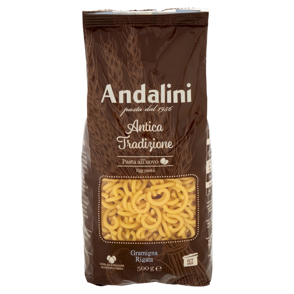Andalini Antica Tradizione Pasta all'uovo Gramigna Rigata 500 g