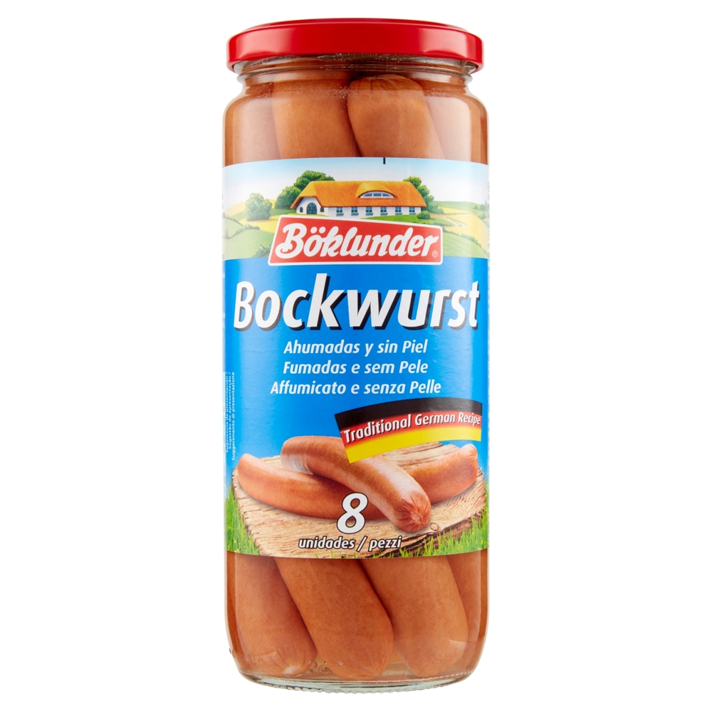 Böklunder Bockwurst Affumicato e senza Pelle 8 pezzi 550 g