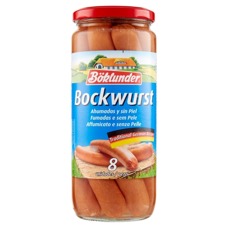Böklunder Bockwurst Affumicato e senza Pelle 8 pezzi 550 g