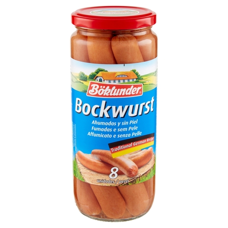 Böklunder Bockwurst Affumicato e senza Pelle 8 pezzi 550 g