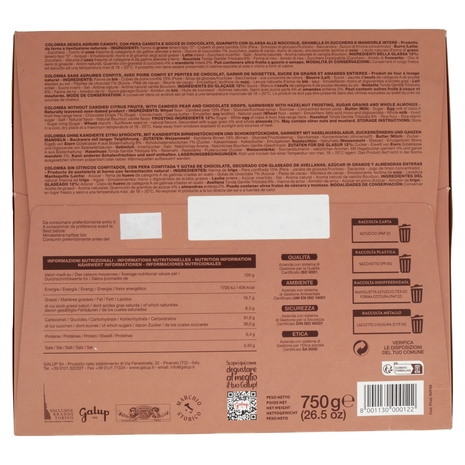 Galup la Colomba Pere e Cioccolato con Glassa alle Nocciole 750 g