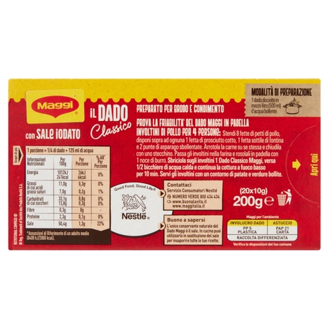 MAGGI Dado Classico preparato per brodo (20 dadi) 200 g