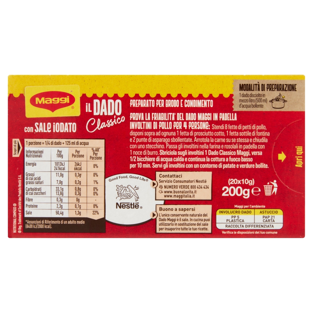 MAGGI Dado Classico preparato per brodo (20 dadi) 200 g