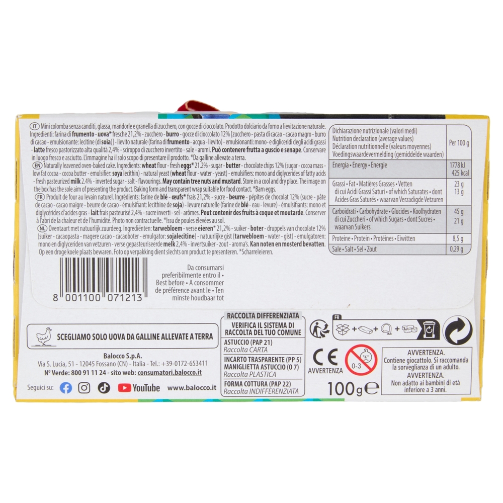 Balocco MiniColomba con gocce di cioccolato minions 100 g